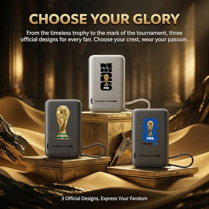 2026 FIFA Licensed 10000mAh Magnetic Power Bank with Built-in Cable and Stand, 15W Wireless Battery Pack for iPhone 17/16 Series, Apple Watch, FIFA World Cup 2026 Official Merchandise,Titanium Silver - color: Titanium Silver