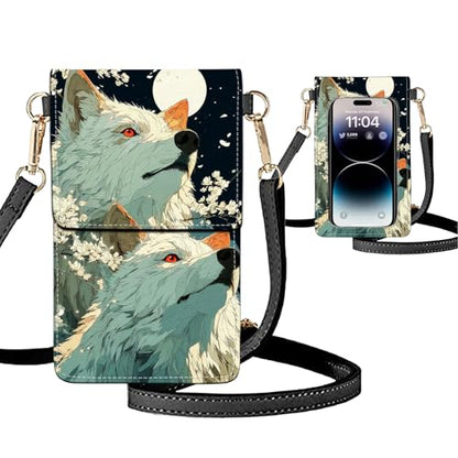 Small Crossbody Bags for Women Touchscreen Cell Phone Bag Cross Body Purses with adjustable Strap,Gifts For Teenage Girls - color: White Wolves Cartoon