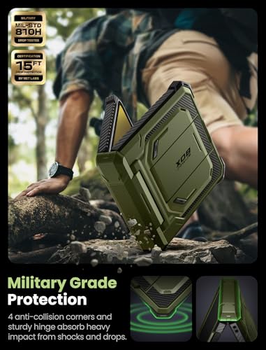 i-Blason for Samsung Galaxy Z Flip 7 Case with Stand & Belt-Clip, Green | Built-in Screen Protector, Hinge Protection, Belt-Clip, KickStand, Full-Body Protection, Military - color: Guldan