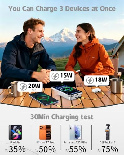 Magnetic Power Bank 26800mAh for Magsafe Portable Charger, Silver - color: Silver
