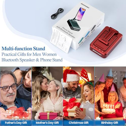 JTEMAN Bluetooth Speaker with Cell Phone Stand,Gifts for Men Tech Gadgets - color: Red