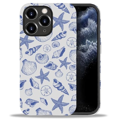 DAIZAG Compatible with iPhone 11 Pro Case,Blue Seashell Star Full Pattern Plastic Soft TPU,Double Protection Corner Case for iPhone 11 Pro - color: Blue Seashell Star, size: iPhone 11 Pro