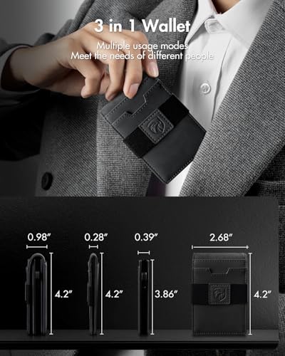 iwantit 3 in 1 Magsafe Wallet Men: Bifold Wallet + Magnetic Wallet for iPhone - Detachable Cash Strap, Smart Pop Up Card Holder, ID Window, Premium Leather (Classic Grey) - color: Classic Grey