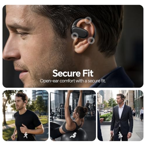 Xmenha Single Earbud Open Ear Air Bone Conduction Earbud One Ear Headphones Ear Buds Head Set Wireless Bluetooth Headset Earpiece for Cell Phone Ear Piece with Microphones