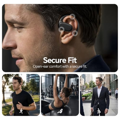 Xmenha Single Earbud Open Ear Air Bone Conduction Earbud One Ear Headphones Ear Buds Head Set Wireless Bluetooth Headset Earpiece for Cell Phone Ear Piece with Microphones