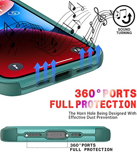 Diverbox for iPhone 14 Case [Shockproof] [Dropproof] [Tempered Glass Screen + Camera Lens Protector],Heavy Duty Protection Phone Case Cover for Apple iPhone 14 (Teal) - color: Teal-3in1