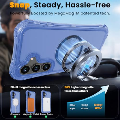 WRJ Magnetic Clear for Samsung Galaxy S26 FE Case,Samsung S25 FE Case [Fit for MagSafe][Military Grade Drop Protection] Translucent Shockproof Protective Phone Case-Blue - color: Blue, style: Transparent