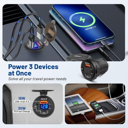 Anina 78W 12V USB Power Outlet Dual PD USB C Car Charger