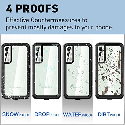 AICase Samsung Galaxy S22 5G 6.1 Inch Waterproof Case Snowproof Dustproof Shockproof IP68 Certified Full Body Protection Fully Sealed Underwater for Samsung S22 - color: Transparent/Green