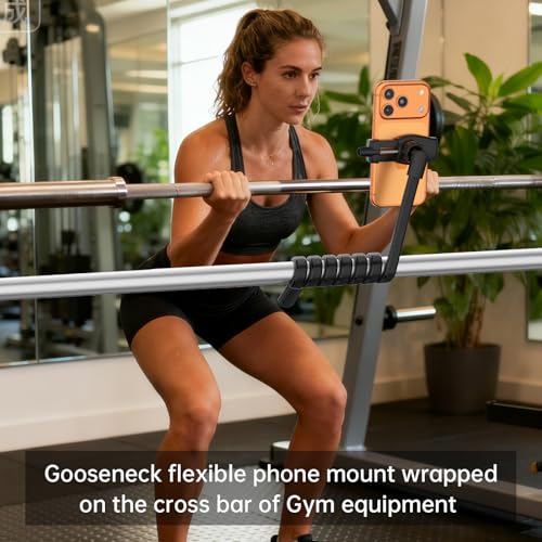 Flexible Phone Holder for Treadmill |Stroller |Wheel |Chair Pole |Stick |Rod |Tube |Shelf | Railing |Cart,35.4" / 90 cm Gooseneck Arm Mount,Compatible with 3.5~7.5" iPhone/LG/Galaxy Smartphone