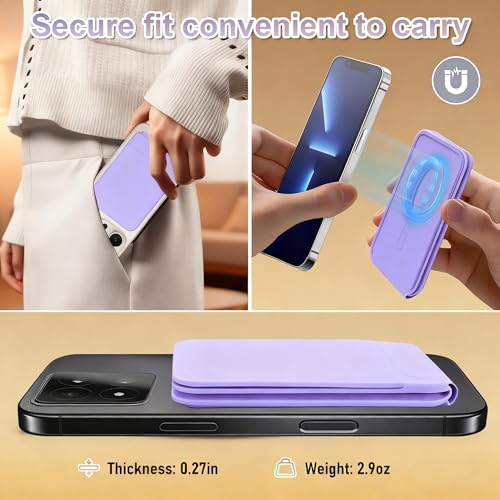 Magnetic Phone Stand, PU Leather Phone Tripod with Angle Adjustment - color: C-Purple