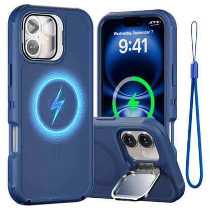 Follaroma for iPhone 16 Case with Magnetic,Heavy Duty Case,6.1'',Navy - color: Navy, size: iPhone 16 6.1''