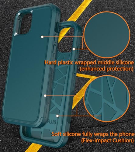 Diverbox for iPhone 15 Pro Case [Shockproof] [Dropproof] [Tempered Glass Screen Protector ],Heavy Duty Protection Phone Case Cover for Apple iPhone 15 Pro 6.1 inch (Dark Green) - color: Dark Green