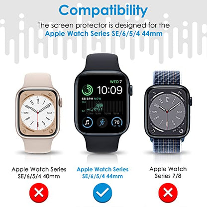 UniqueMe 6 Pack for Apple Watch 44mm SE 3/SE 2/SE Screen Protector - size: 44mm