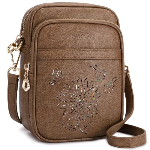 Small Crossbody Bags for Women, RFID Phone Purse with Card Slots, Triple Compartments Lightweight Shoulder Bag - color: 10-apricot