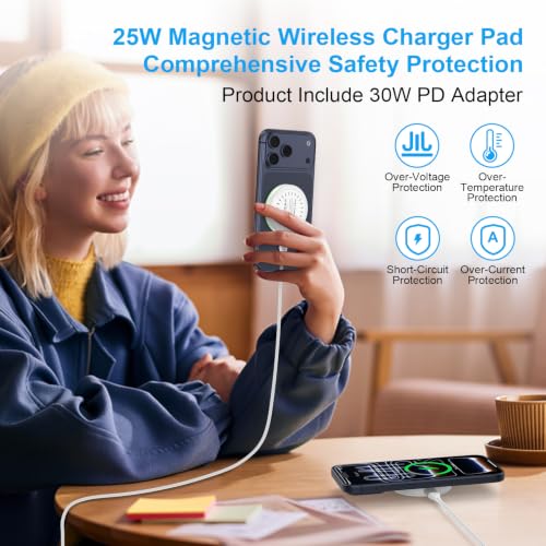 25W Wireless Charger Magnetic Phone Charger for Google Pixel 11Pro XL 10a 9 - color: white1