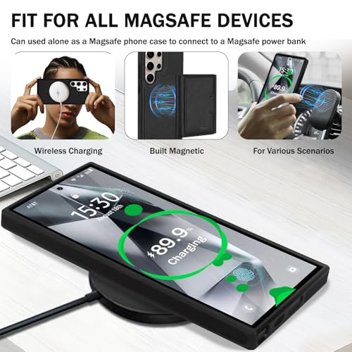 for Samsung Galaxy S24 Ultra Wallet Case, 2-in-1 Detachable Magnetic Wallet Case, Card Holder RFID Blocking, Fashionable Faux Leather Card Slot & Folding Design (Black) - color: Black, size: Samsung Galaxy S24 Ultra