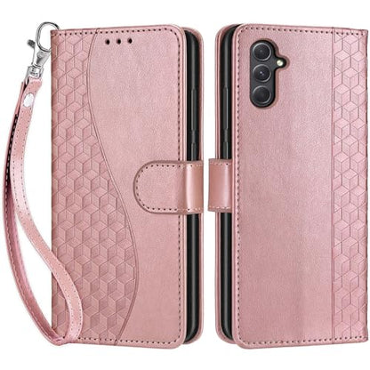Wallet Case for Samsung Galaxy A54 5G, Rose Gold | Women Flip Folio Cover, Embossed PU Leather, Stand, Credit Card Holders Slots, Wrist Strap - color: 4