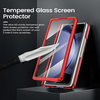 VEGO for Samsung Z Fold 5 Case with Belt Clip Holster and Kickstand - color: A-Red, size: Galaxy Z Fold 5