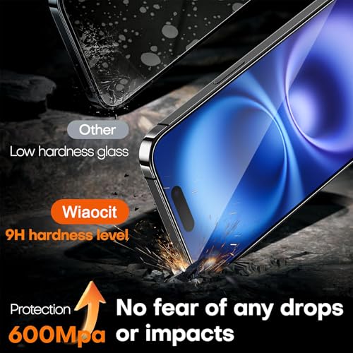Wiaocit Tempered Glass Screen Protector for iPhone 16 | 3+3 Pack, 9H Hardness, Camera Lens Protector, Installation Frame, Bubble Free, Case Friendly