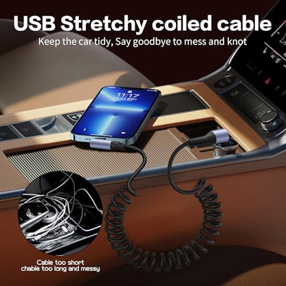 YACSEJAO 90 Degree Coiled USB C to USB C Cable 65W 1M/3.2FT, Right Angle - style: Right Angle