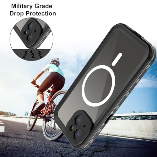 Full Body Case for iPhone 15 Plus 6.7 Inch,Waterproof DirtProof DropProof Snowproof Anti-Scratch Clear Magnetic Rugged Built-in Screen Protector Heavy Protect,Black-Gray - size: iPhone 15 Plus 6.7inch
