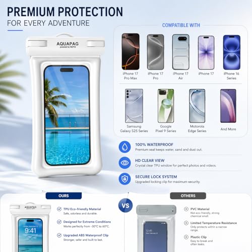 NEPHI IPX8 Floating Waterproof Phone Pouch 2 Pack-Up to 8.0"，Floating Phone Case for iPhone Andriod, Dry Bags for Vacation Beach Pool Kayak Cruise Travel Essentials (Black White 2 Pack) - color: Black White 2 Pack