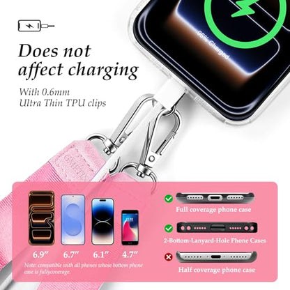 Multifunctional Phone Lanyard Adjustable Anti-Theft Crossbody Phone Strap - color: Pink