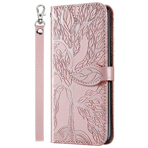 Wallet Case for Samsung Galaxy S22 Ultra with Card Holder/Slot,Leather Flip Folio Stand Shell Magnetic Closure Wrist Strap Kickstand Phone Case(Galaxy S22 Ultra 6.8 inch) Rose Gold - color: Rose gold, size: Samsung Galaxy S22 Ultra