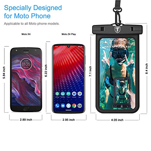 Floating Waterproof Phone Pouch with Lanyard and Armband Dry Bag Holder Underwater Case for Motorola Moto G Power G Stylus G Play E E6 One 5G G7 Power G7 Play G6 Z4 Z3, Black