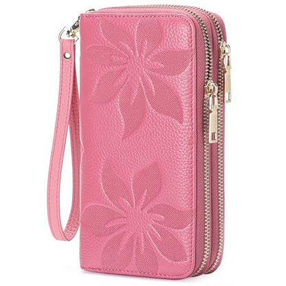 GOIACII Women's Wallet RFID Blocking Leather Wristlet - color: A12 Barbie Pink