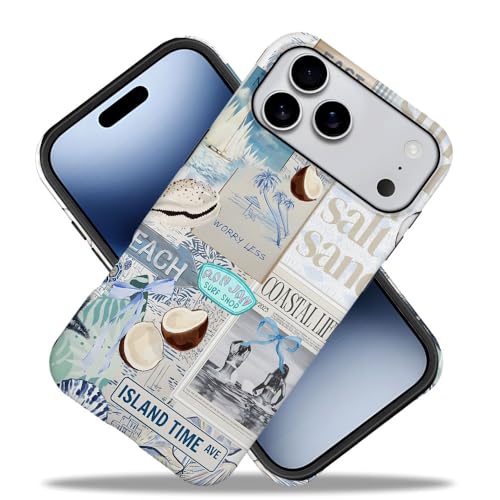 Case Compatible with iPhone 17 Pro Max,Fall Prevention Hybrid 2-Layer Hard Shell Phone Cover for Girls Boys,Beach Coast Collage - color: Beach Coast Collage, size: iPhone 17 Pro Max