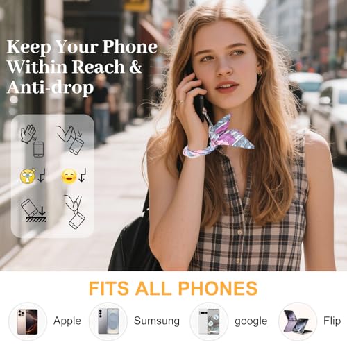 Scarf Phone Wrist Strap Hands-free Phone Lanyard Anti-drop Cellphone Wristlet - color: 014 Pinkpurple