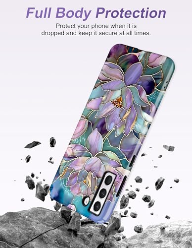 Magnetic Flower Case for Samsung Galaxy A16 5G, Purple | Compatible with MagSafe, Cute Aesthetic Stained Glass Lotus Floral, TPU and PC Protective Phone Cover for Women Girls - color: Purple Lotus