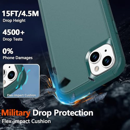Diverbox Heavy Duty Magnetic Case for iPhone 14 [with Screen & Camera Lens Protector] (Dark Green) - color: Magnetic Dark Green