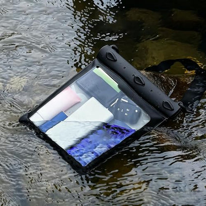 Phone Waterproof Pouch Touchscreen Large Shoulder Bag | Underwater Cell Phone Case for Cruise, Travel, Pool, Rafting, Diving, Snorkeling, Ship, Kayak - color: Black