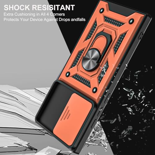for Galaxy Note 20 Ultra Case, with Self Healing Flexible TPU Screen Protective [2 Pack] & Slide Camera Cover, 360°Rotation Ring Kickstand [Military Grade] Case. (Rose Gold) - color: N-Rose Gold