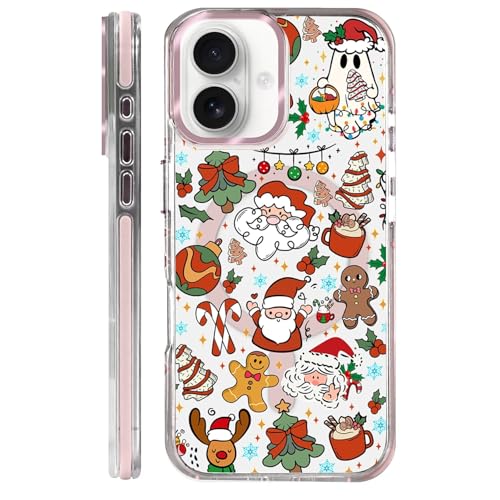Clear Case for iPhone 16 Plus, [Magnetic Charging Compatible][Military-Grade Protection][Anti-Yellowing] Shockproof Slim Magnetic Phone Case for iPhone 16 Plus, Christmas Doodle - color: Christmas Doodle, size: iPhone 16 Plus