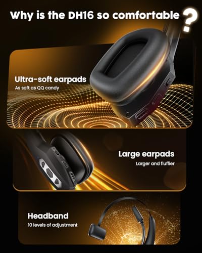 Wireless Hands-Free Headset with Noise Canceling Mic & Mute Button, Trucker Bluetooth Headset with Charging Base, 56Hrs Working Time PC Headsets for Truck Driver, Cell Phone, Computer (Black)