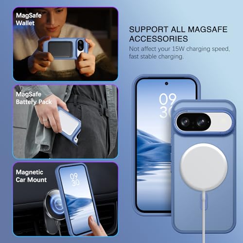 BENTOBEN for Google Pixel 9 Case [Compatible with Magsafe] Translucent Matte Magnetic Pixel 9 Case Slim Thin Shockproof Women Men Girls Boys Protective Phone Cases for Google Pixel 9 6.3" 2024, Blue - color: Blue