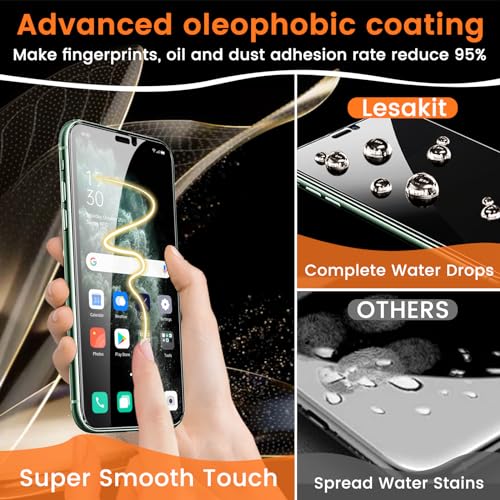 Lesakit 3+3 Pack Privacy Screen Protector for iPhone 11 Pro Max 6.5-Inch with 3 Pack Camera Lens Protector, Anti Spy Tempered Glass Film 9H Hardness Bubble Free Case Friendly - size: iPhone 11 Pro Max