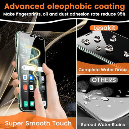 Lesakit 3+3 Pack Privacy Screen Protector for iPhone 11 Pro Max 6.5-Inch with 3 Pack Camera Lens Protector, Anti Spy Tempered Glass Film 9H Hardness Bubble Free Case Friendly - size: iPhone 11 Pro Max