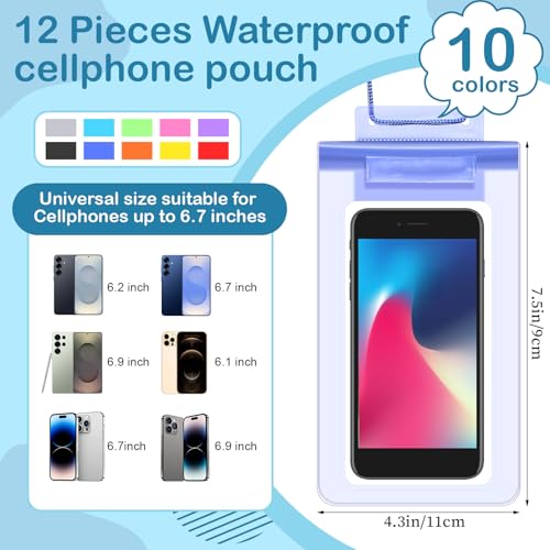 BBTO 24 Pcs Cooling Towels Waterproof Cell Phone Pouch Set 12 40" x 12" Blue Ice Towel for Neck and Face 12 6.7" Underwater Cellphone Dry Bag with Lanyard for Running Yoga Snorkeling Swimming - color: Blue