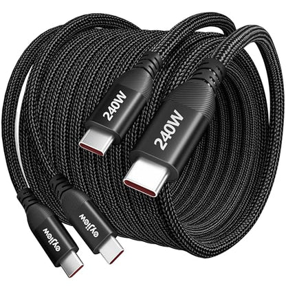 240W USB C to USB C Cable 10ft 2-Pack,USBC to USBC Cable Braided Super Fast - color: Black, size: 10ft