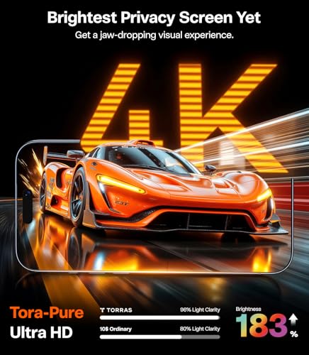 TORRAS for iPhone 17 Pro Privacy Screen Protector [25° Anti Spy] [Military-Grade 9H+ Aerospace Tempered Glass] Anti-Scratch Full Coverage Fit Privacy Screen Protector 17 Pro 6.3" 2-Pack - size: 17 Pro(6.3 inch)