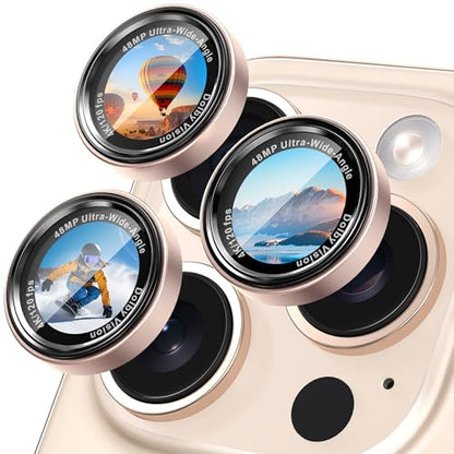 CACOE Camera Lens Protector for iPhone 14/15/16/17 Pro/Pro Max Cover - color: Desert Gold