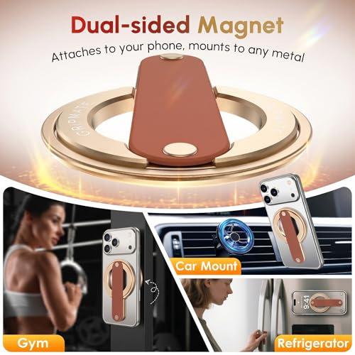 GripMate 2nd Magnetic Phone Ring Holder, Slim MagSafe Finger Loop Grip - color: Amber