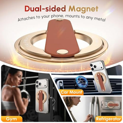 GripMate 2nd Magnetic Phone Ring Holder, Slim MagSafe Finger Loop Grip - color: Amber