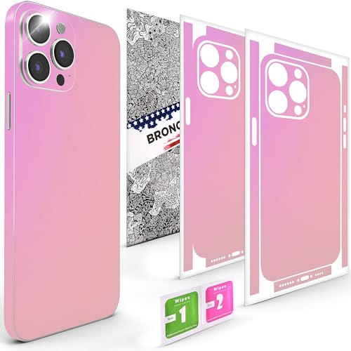 2Pcs Skin Wrap Compatible for iPhone 15 Pro – Slim Decal Vinyl Protective Film for Sides & Back – Sleek Fit, Premium Look – Compatible with All iPhone 15 Pro Cases - Iridescent Pink - color: Iridescent Pink