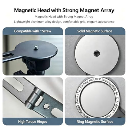 Dual-Sided Magnetic Phone Stand Holder for MagSafe, Grey - color: Grey